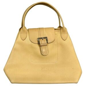 Longchamp Leather Satchel Handbag Beige Tan